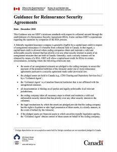 OSFI Reinsurance Security Agreements